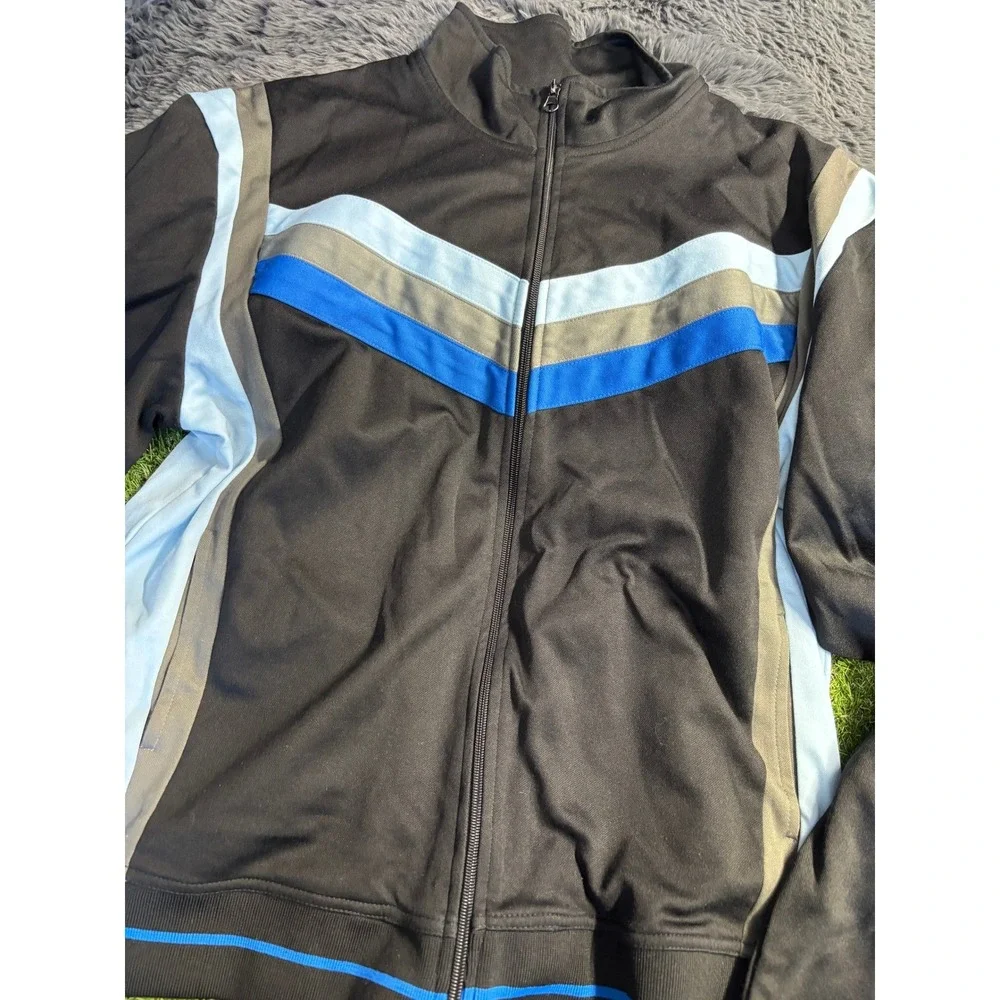 SF 415 Mens‎ Full Zip Track Jacket XXL Black Blue Gray Athletic